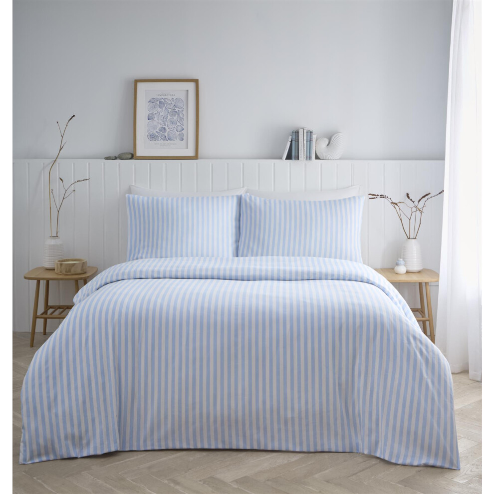 Portfolio Home (Double, ) Pencil Stripe Duvet Cover Set Bedding Bed Set Quilt Cover With Pillowcases Blue