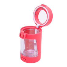 Rose Pink Magnifying Jar with LED Light, 50mAh Rechargeable Storage