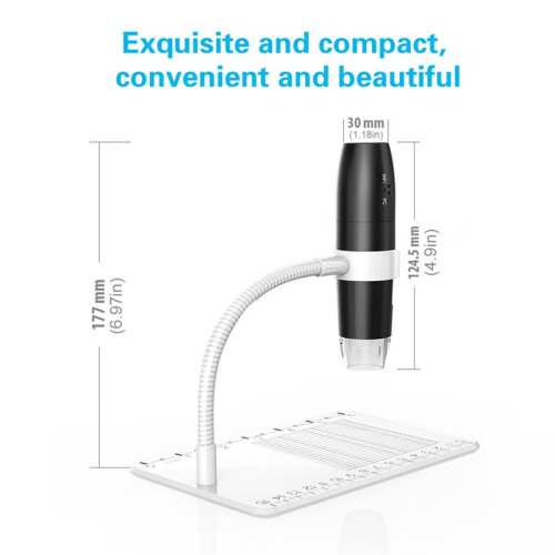 Microscópio Digital USB WiFi 1000 X com Tela de 4,3 Polegadas, Microscópio Eletrônico de Solda 1080P com 8 Luzes LED Pretas 1