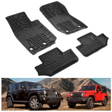 KIWI MASTER Gulvmåtter til 2014-2017 Jeep Wrangler JK 2-Dørs Foran & Bag 2 Række All Weather TPE Mat