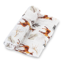LollyBanks Swaddle Tæppe | 100% Muslin Bomuld | Nyfødt og Baby Essentials til Drenge, Registry | Rådyr Print