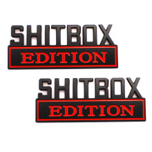 2 Stk SHITBOX Edition Emblem Bil Side Bagagerum Badge 3D Klistermærke Til Bil SUV (SHITBOX, Sort Rød)