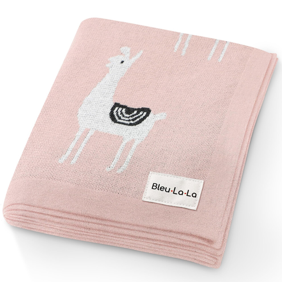 Knit Swaddling Baby Blanket - 100% Fine Loomed Cotton Cozy Receiving Cuddle Stroller Crib Swaddling Stroller Swaddle Quilt Blanket For Newb Bleu La La