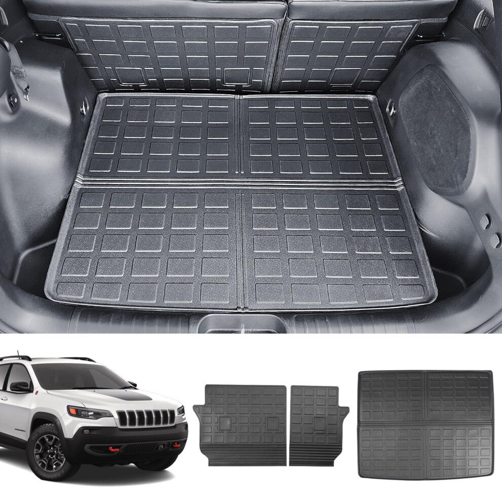 Powoq Trunk Mat Compatible With 2019-2023 Jeep Cherokee Tpe Backrest Mat Liner Replacement For 2019-2023 Jeep Cherokee Accessories(Trunk+Backrest Mat) 757940829832