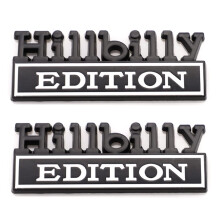 CARRUN 2 Pcs Hillbilly Edition Emblem Car Badge 3D Decal Sticker for Truck SUV (Hillbilly, Black White)