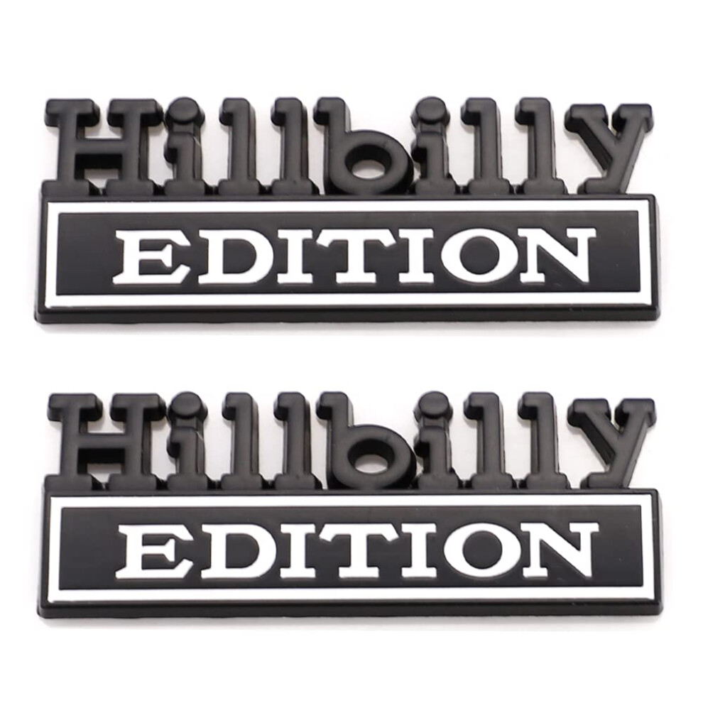 Carrun 2 Pcs Hillbilly Edition Emblem Car Side Rear Front Hood Trunk Door Badge 3D Decal Sticker Fit For Truck Suv (Hillbilly, White) (Cr-Editio Black/White 754525202967