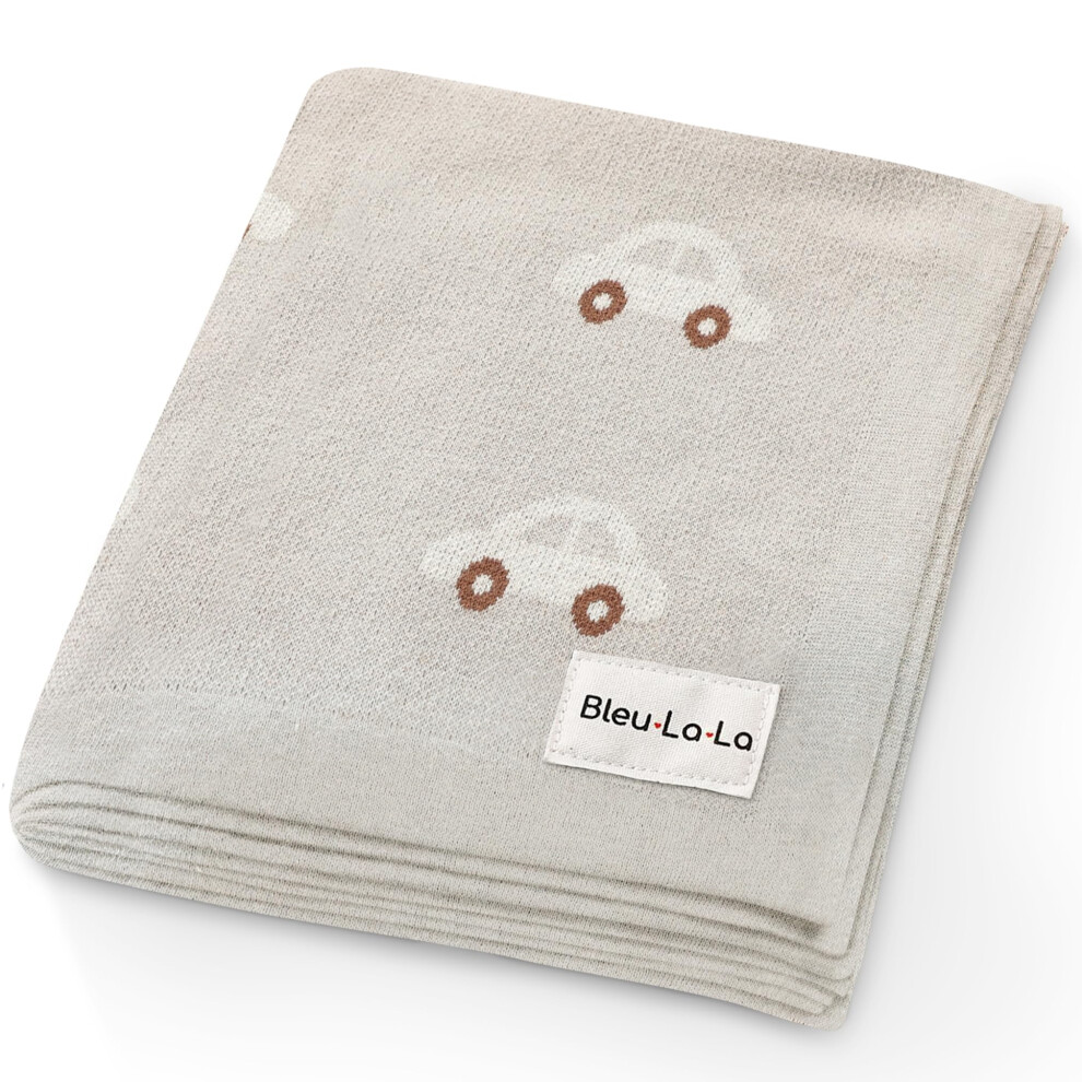 Baby Receiving Blanket For Boys 100% Cotton Buttery Soft Cozy Receiving Swaddle Crib Stroller Blanket For Shower Gift Registry For Newborns Bleu La La