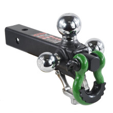TOPTOW Trailer Hitch med Grå Recovery Shackle, Krom Triple Tow Ball, 2-in Shank