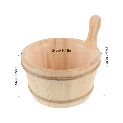 1Ensemble Seau À Sauna Bois Beige Louche Doublure 2