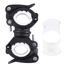 360 Degree Rotating Cycling Bike Light Double Holder LED Front Flashlight Lamp Pump Handlebar Mount Holder Bicycle Accessorie black+white