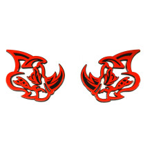 2Pcs 3D Rhino Emblems Car Badge Custom New Side Rear Front Hood Door Decal Replacement for Car Truck SUV Motorcycles (Red)