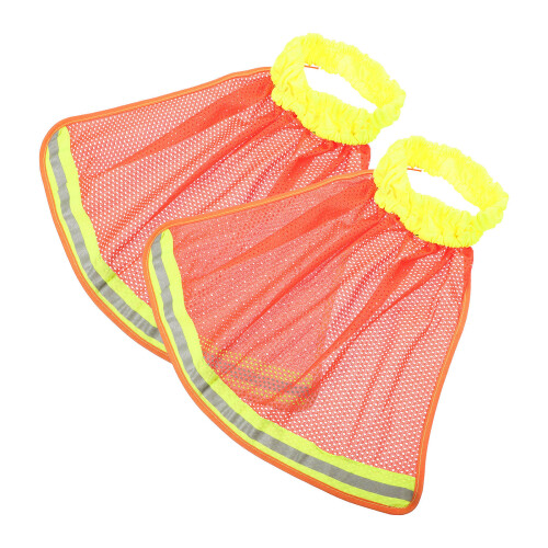2Pcs Mesh Hard Hat Neck Drape Orange Sunshade Cover Adjustable Elastic 1