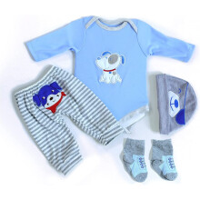 Reborn Baby Dolls Clothes Accessories Outfit for 17-22 Inch Reborn Newborn Baby Doll Boy Clothing 4pcs Set Super Cute Puppy Pattern