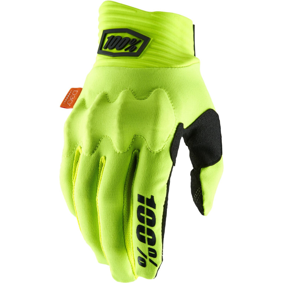 100% Cognito D30 Protection Enhanced Motocross Gloves - Mx, Dirt Bike & Powersport Riding Gear With Extra Knuckle Gaurds Yellow 841269186308