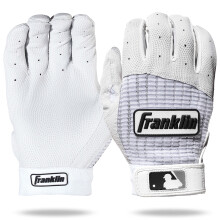 Gants de Batting Franklin Sports MLB - Gants Pro Classic pour Baseball + Softball - Adultes + Jeunes - Perle/Blanc - Adulte Med