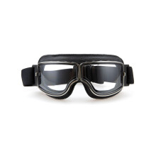 CRG Sports Motorradbrille im Vintage Aviator Pilotenstil, Leder Cruiser Scooter Motocross Brille für Herren, Damen, Erwachsene