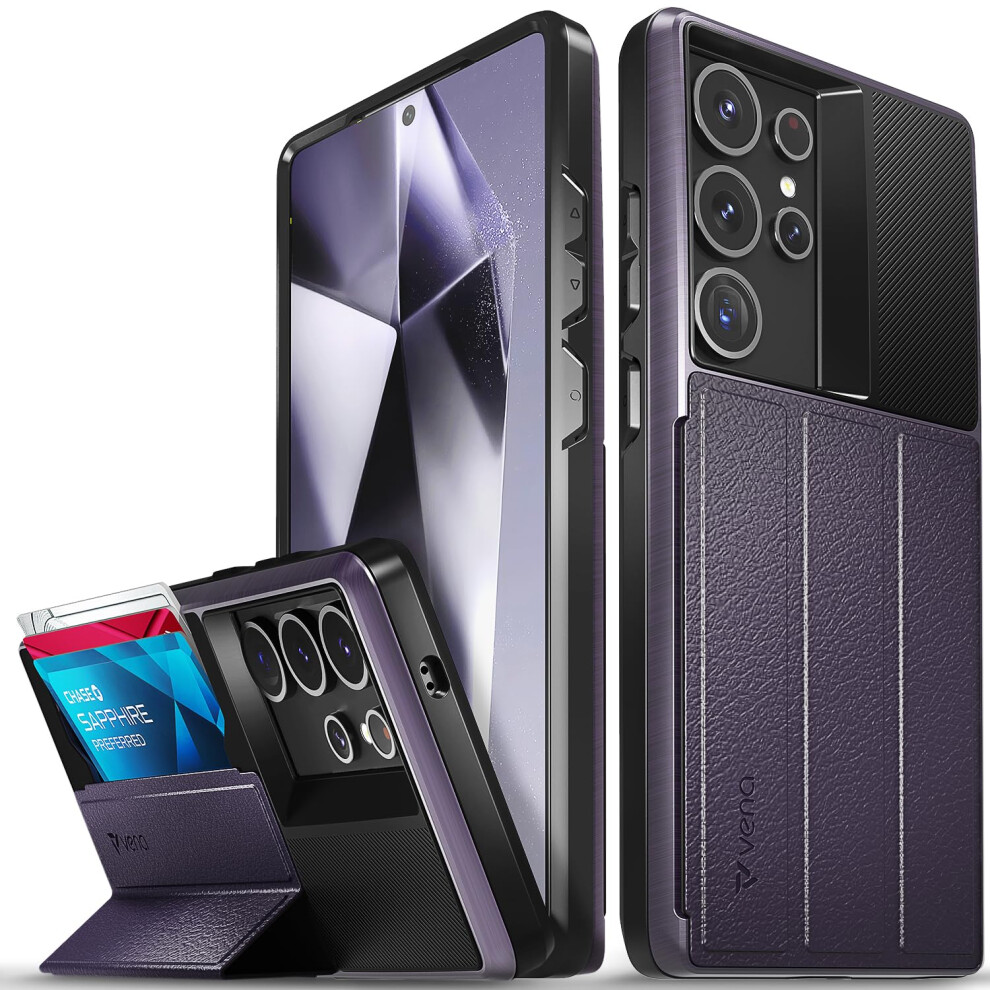 Photos - Case VENA vCommute for Samsung Galaxy S25 Ultra  Wallet ,  Flip Leather Cover Slot Card (2025)[Military Grade Drop Protection]