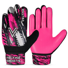 Veltine Sport Voetbal Goalie Handschoenen voor Kinderen Jongens met Dubbele Polsbescherming (Roze, Maat 4)