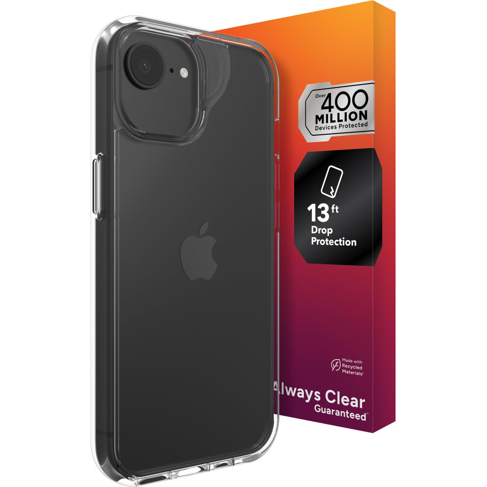 Zagg Crystal Palace Case For Iphone 16E/ 15/14/ 13 - Crystal Clear, 13Ft Drop Protection, Slim, Anti-Yellowing, Graphene Reinforced, Wireless Charging 840390351548