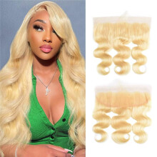 613 Frontal 13x4 HD Transparente Spitze Closure 100% Russische Blonde Menschenhaare 12 Zoll