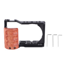 Video Cage Kit for ZV E10Camera with Horizontal Vertical Shooting Wood Handle Anti Slip Pad Cold Shoe Expansion Port Arca Swiss Mounting Support