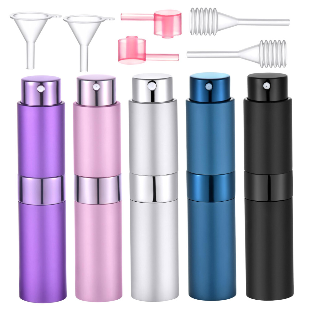 Yikimyfo 5 Pcs Travel Perfume Atomizer Refillable, 8Ml/0.27Oz Portable Mini Cologne Spray Bottle Travel Size Perfume Refill Bottle With Fine Mist Atom