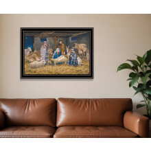 Die Geburt Christi - Schwarz gerahmtes Wandkunstwerk