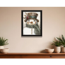 Old World Frosty Der Schneemann Schwarzer Rahmen Wandkunst