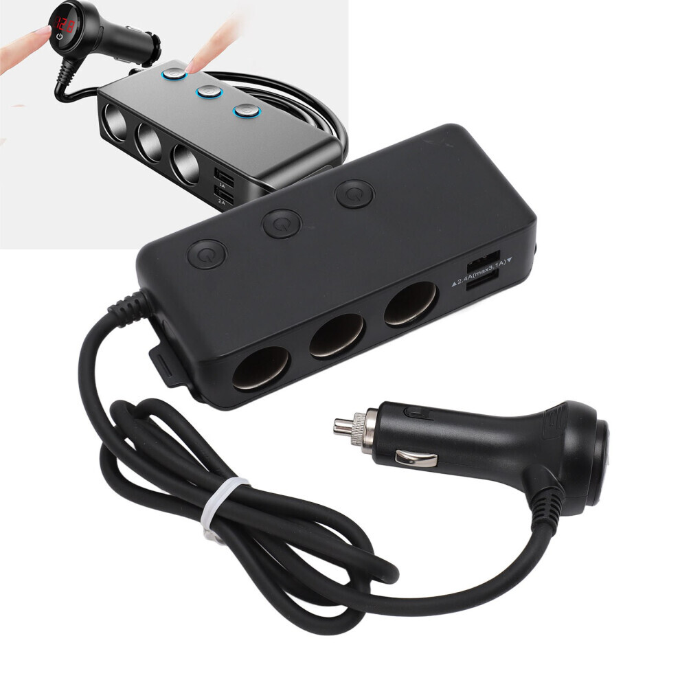 3 Socket USB QC3.0 Car Cigarette Lighter Splitter 120W Power Adapter