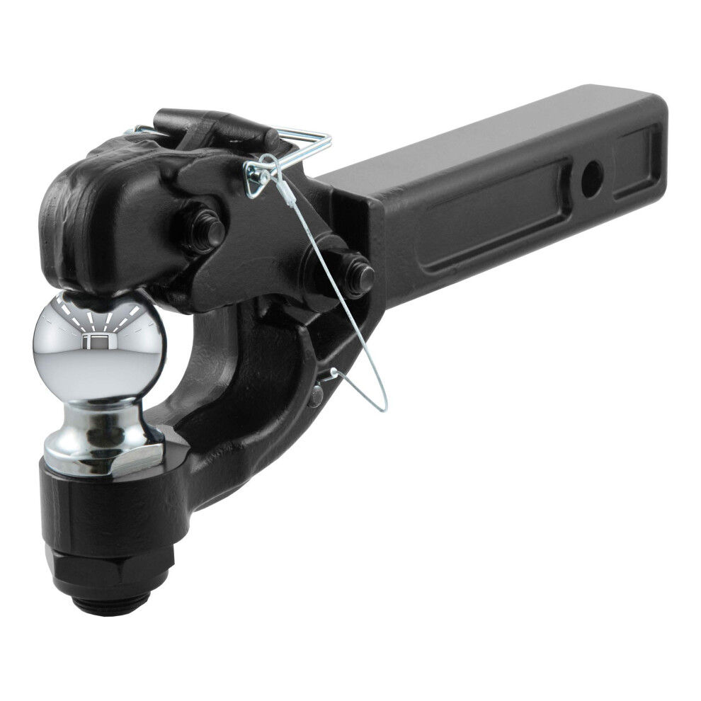 Curt 48007 Pintle Hitch With 2-Inch Trailer Ball, Fits 2-Inch Receiver, 16,000 Lbs, 15-1/4-Inch Length, Black 612314480074