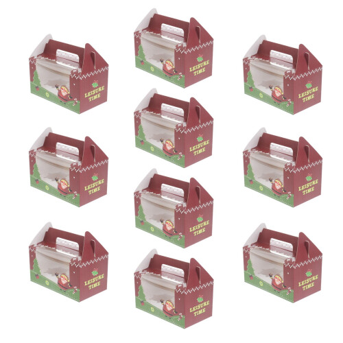 10Pcs Cute Christmas Paper Cake Container Boxes Durable Muffin Case