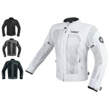 CUBER HI VIS ÅNDINGSMESH MOTORCYKELJAKKE HERRE CE ARMOR BIKER RACING GEAR, DUAL SPORT BESKYTTENDE (HVID-3X-LARGE)