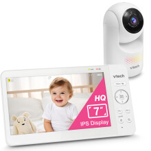 VTech Upgraded 7" Baby Monitor, Advanced HQ Max, Pan Tilt Zoom Video Baby Monitor with Camera and Audio, IPS Screen, Touch Control Multi-Color Night L