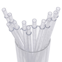 Dakoufish 12 Stk 13 Inch Glitter Genanvendelige Plast Strå Plus Rensebørste (13inch,Clea