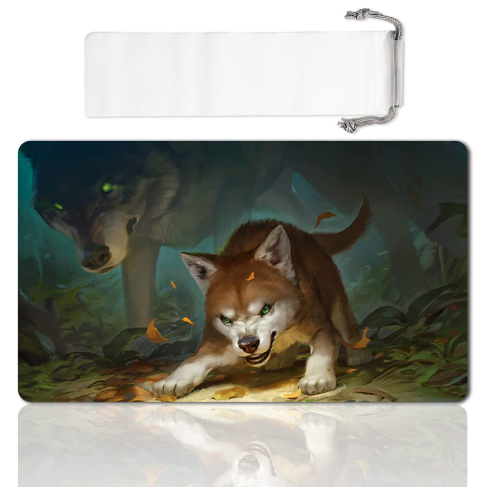 Liuyanze Board Game Tcg Playmat Table Mats Games Size 60X35 Cm Mousepad Compatible For Mtg Ccg Rpg Trading Card Game (Ferocious Pup) 8374251161868