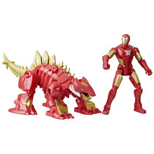 Marvel Mech Strike Mechasaurs, 10 cm Iron Man med Iron Stomper Mechasaur Actionfigurer, Superhelte Legetøj til Børn 4+