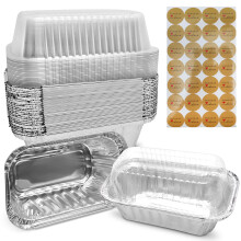 Mwnxia Små Engangs Brødforme med Låg - Med "Hjemmelavet med Kærlighed" Klistermærker 1Lb - 6'' X 3.5" x 2" Ideel til Bagning