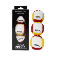 Zeekio Galaxy Juggling Bolde - Premium 12 Panel Ægte Læder Bolde - 130g - 67mm - Pakke med 3 (Rød/Hvid/Gul)
