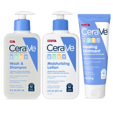 CeraVe Baby Bath Set, 8oz Was & Shampoo + 8oz Hydrating Lotion + 3oz Healing Ointment, Fragrance Free