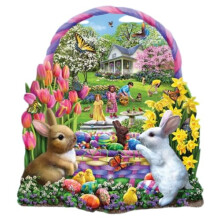 Bits and Pieces - 300 Brik Jigsaw Puzzle til Voksne - 18" x 24" - Påske Kurv Kaniner