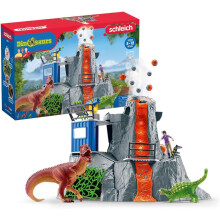 schleich Dinosaurier - Vulkanexpedition Basislager, Spielset mit LED Vulkan, Forscherfiguren und 2 Dinosaurier Spielzeugen