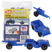 TimMee Combat Patrol Willys & Artiglieria - Set Giocattolo Blu 4pz Made in USA