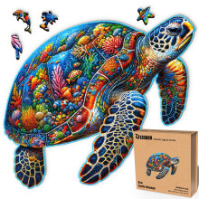 Skildpadde Voyage - 200 Delers Træpuzzle til Voksne - 16 x 10,4 tommer - Ekstra Tykt 5 mm Træ
