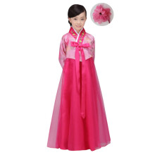 CBTRFASHION Koreaanse Meisjes Kinderen Hanbok Kostuum Jurk Outfit Set (Rood Roze, 13-15 Jaar(160cm))