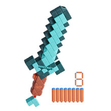 Nerf Minecraft Sword Dart Blaster, Pull Back Priming, Foam Edge, 8 N1 Darts, Ages 8+