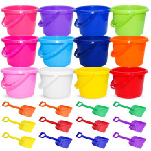 BeneFine 12 Pack Sand Buckets and Shovels for Kids 7.48 Inches | Beach Toys
