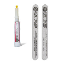 Beauty Secrets Tropffreier & Verstopfungsfreier Nagelkleber mit Zebra Nagelfeile 180/100 Grit (2er Pack)
