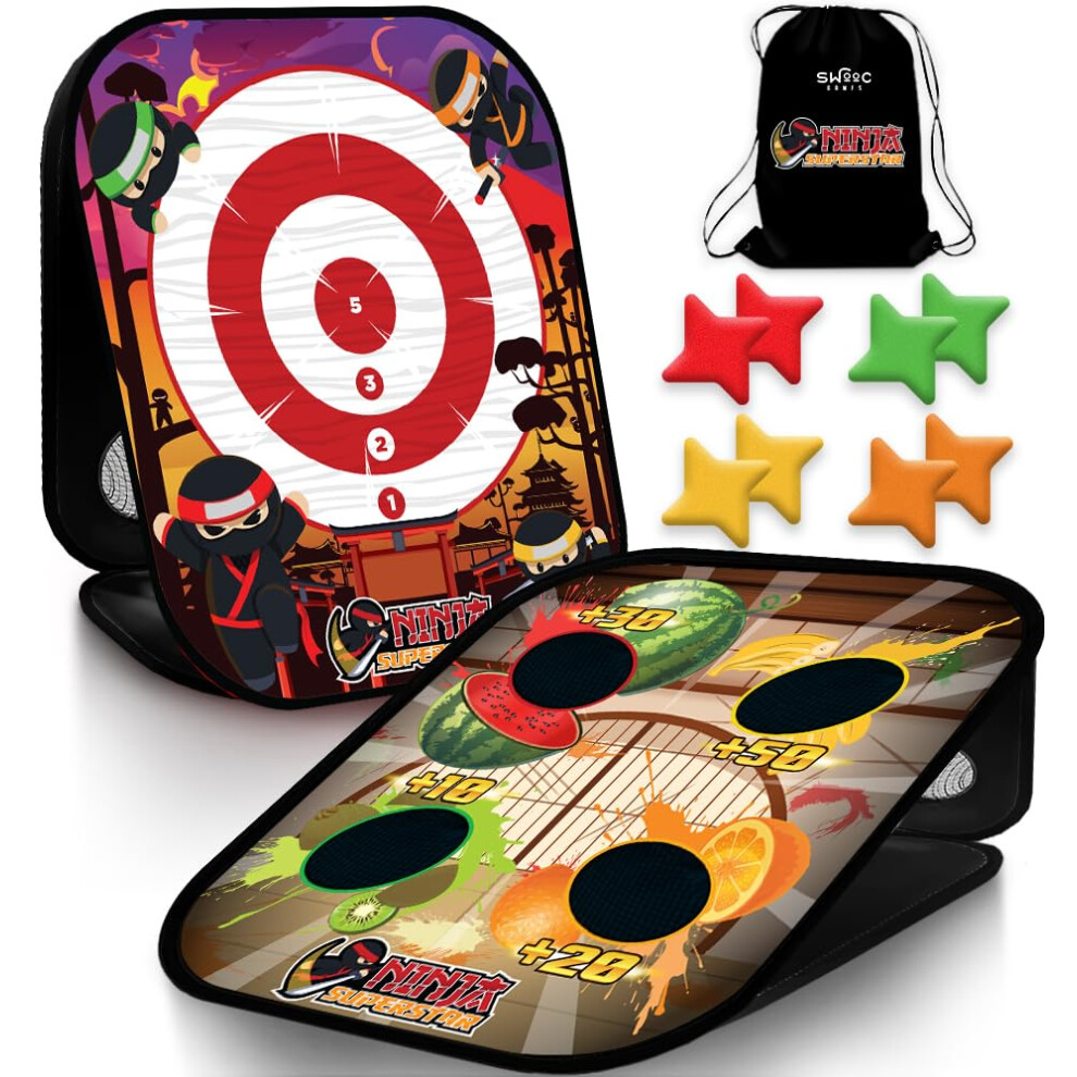 Photos - Other Toys SWOOC Games - Ninja Superstar | 2-in-1 Corn Hole Games for Kids | 5-Second Setup | Ninja Toys for Boys | Bean Bag Toss Game