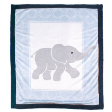 Luvable Friends Unisex Baby Pluche Dekentje met Sherpa Achterkant, Blauwe Olifant, Één Maat