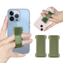 WUOJI Telefoon Grip Houder voor Hand, Universele Vinger Strap Telefoonhouder, Vinger Selfie Grip (Groen) - 2Pack